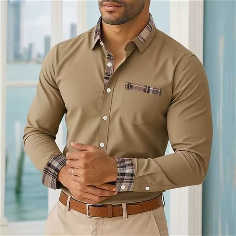 Camicia Uomo Tessuto Morbido Stile Rilassato